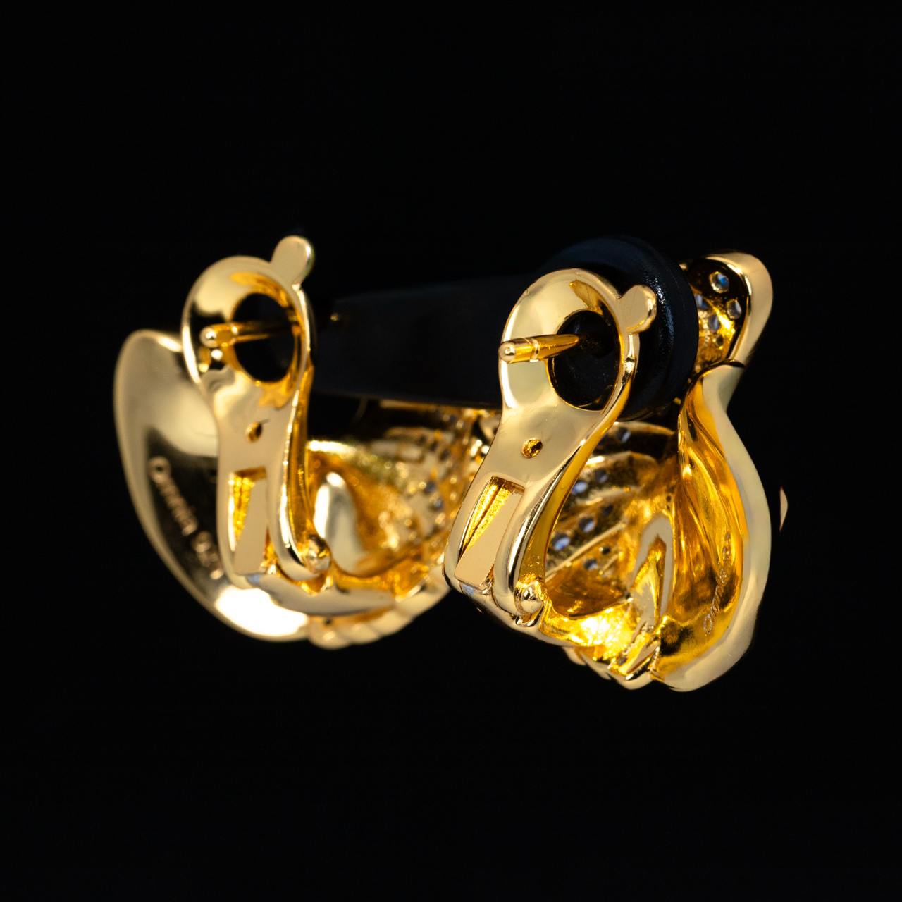 Omnia Zylah Gold Clip Earrings With High Quality Simulated Diamonds In 925 Silver - Image 3
