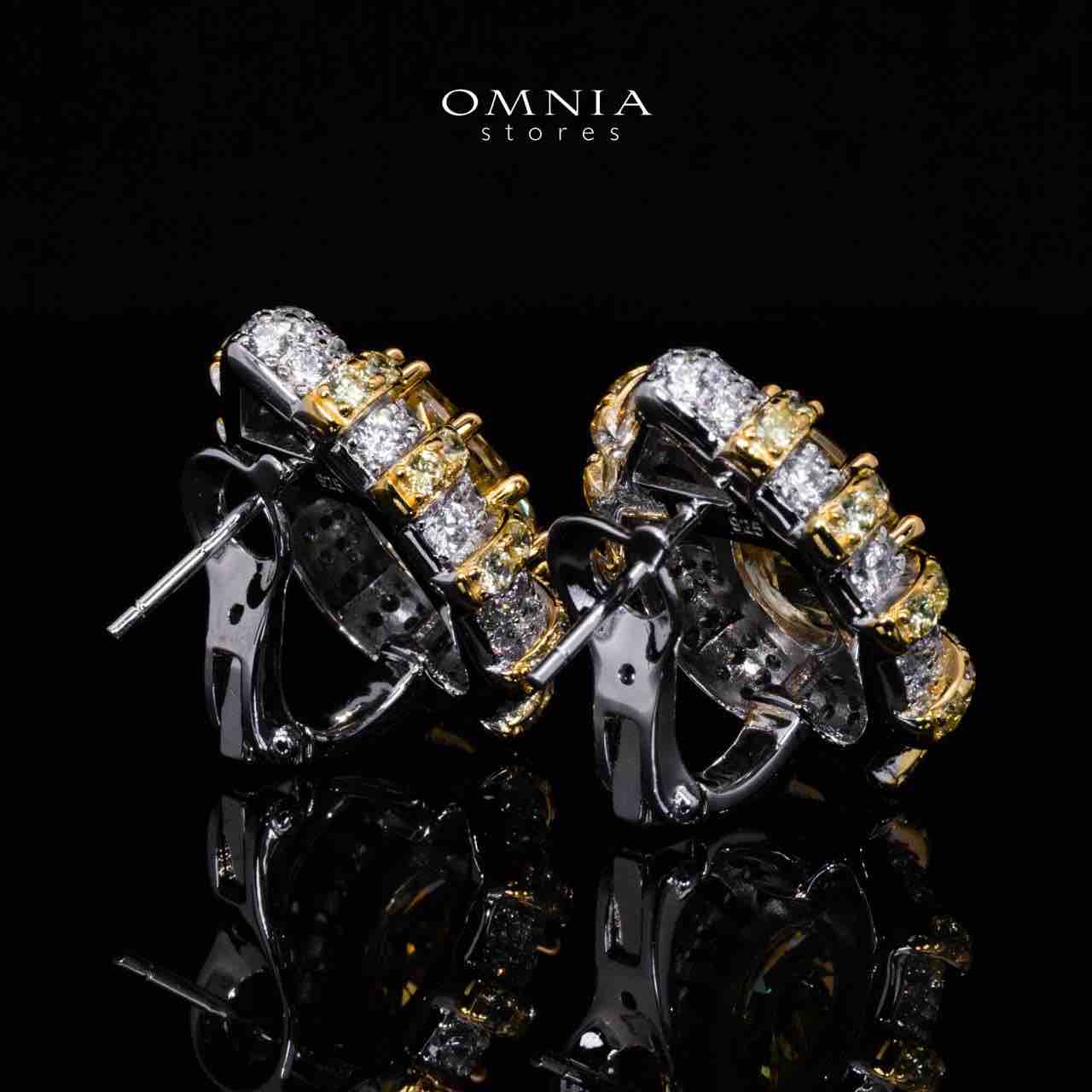 Omnia Zaila Yellow Clip Earrings With High Quality Simulated Diamonds In 925 Silver - Image 2