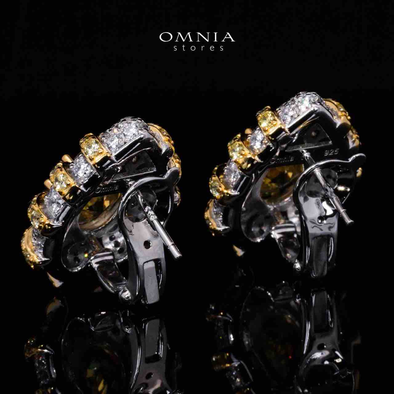Omnia Zaila Yellow Clip Earrings With High Quality Simulated Diamonds In 925 Silver - Image 4
