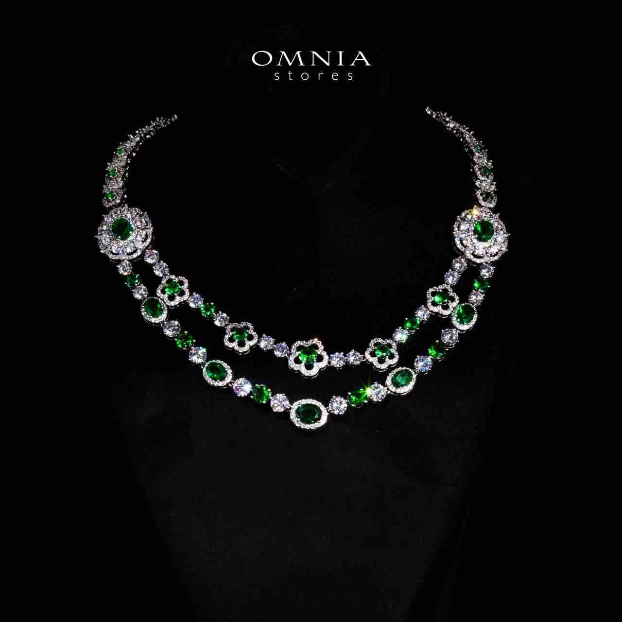 Omnia Esra Green Luxury Bridal Full Set in High Quality Simulated Diamond Rhodium Plated - Image 3