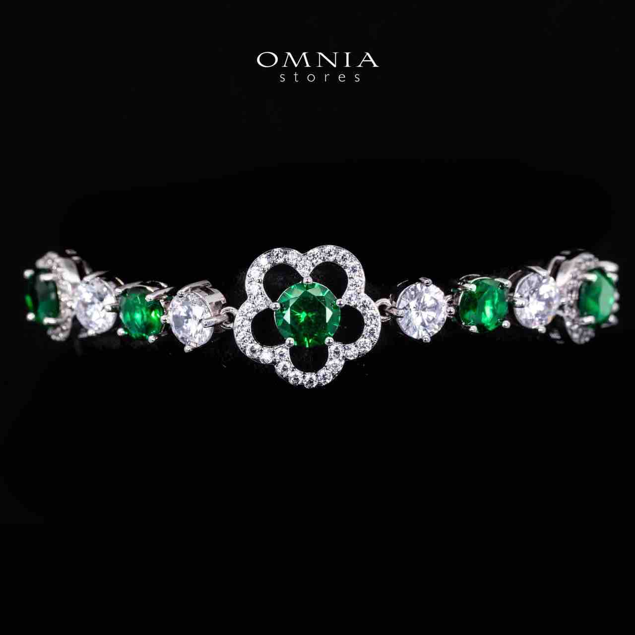 Omnia Esra Green Luxury Bridal Full Set in High Quality Simulated Diamond Rhodium Plated - Image 5