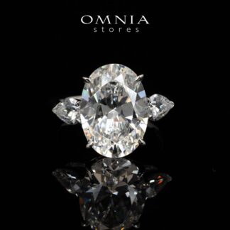 Omnia Shyla White Round Cut Ring With High Quality Lab Crafted Stones In 925 Silver 10.9ct