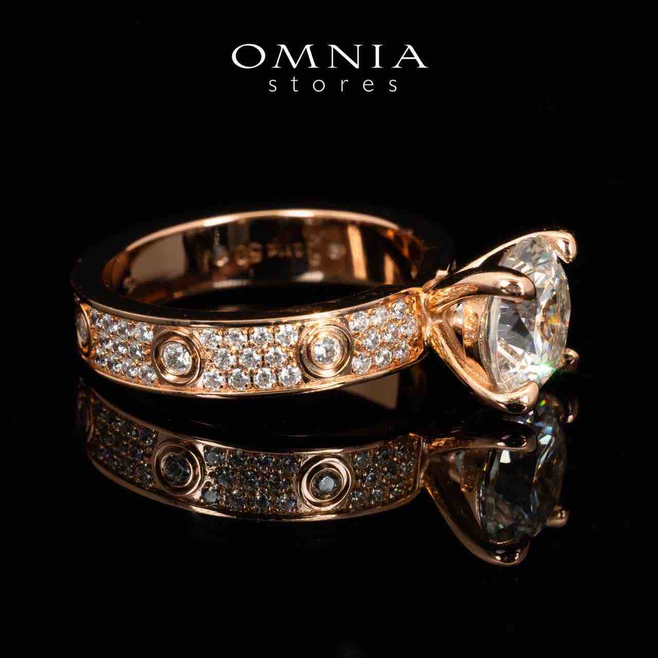Omnia Ines Rose Gold Round Cut Ring With High Quality Certified Lab Crafted Stones In 925 Silver 0.11ct - Image 2