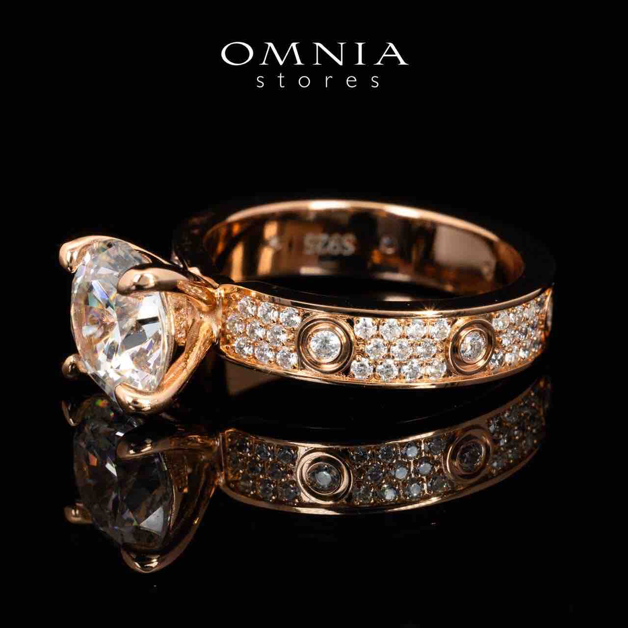 Omnia Ines Rose Gold Round Cut Ring With High Quality Certified Lab Crafted Stones In 925 Silver 0.11ct - Image 3