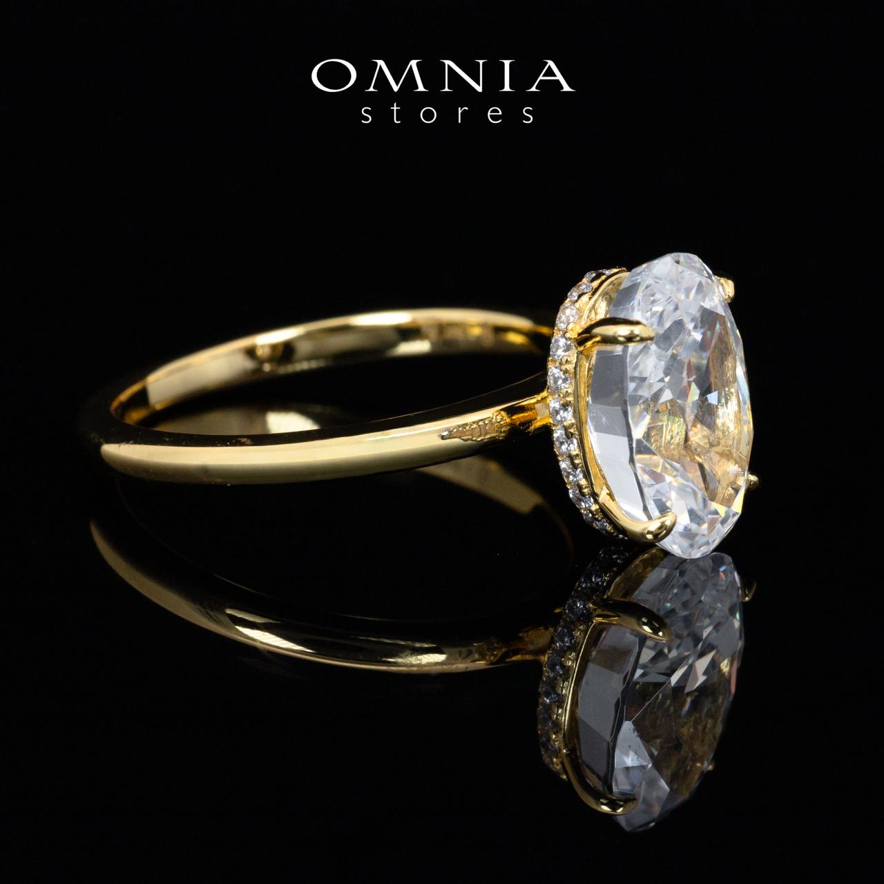 Omnia Elin Gold Oval Cut Ring With High Quality Lab Crafted Stones In 925 Silver 7.8ct - Image 2