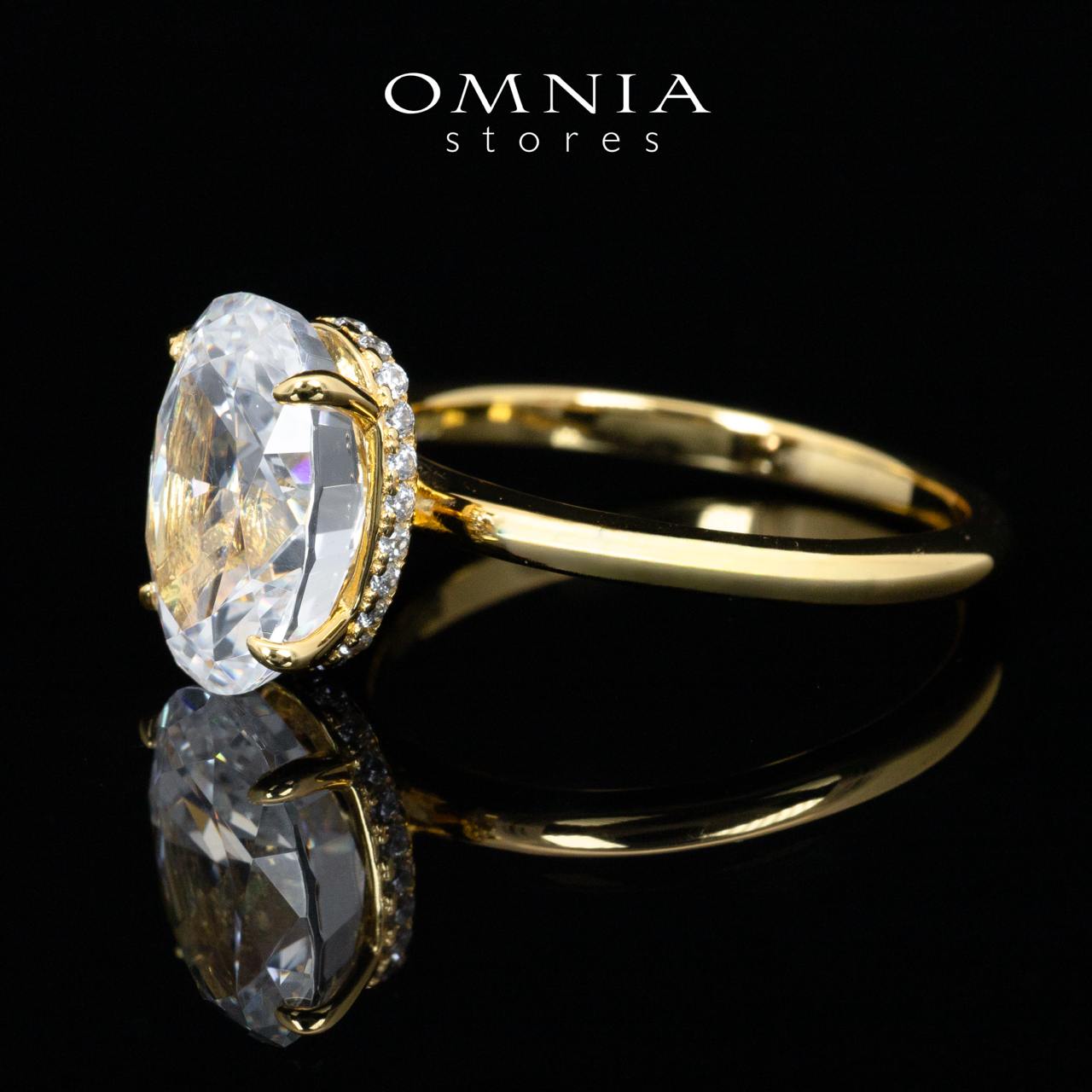 Omnia Elin Gold Oval Cut Ring With High Quality Lab Crafted Stones In 925 Silver 7.8ct - Image 3