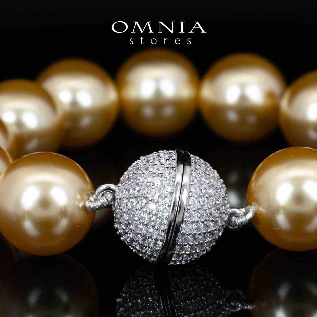 Omnia Sahana White and Golden Pearl Bracelet With High Quality Lab Crafted Stones In 925 Silver - Image 2