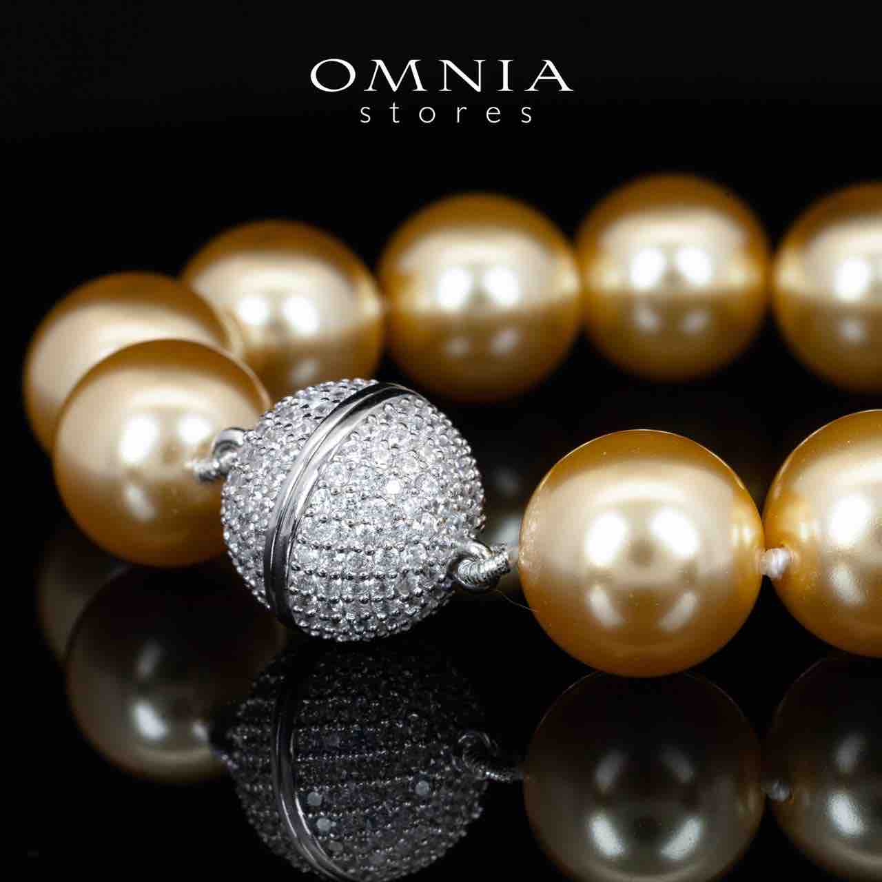 Omnia Sahana White and Golden Pearl Bracelet With High Quality Lab Crafted Stones In 925 Silver - Image 3