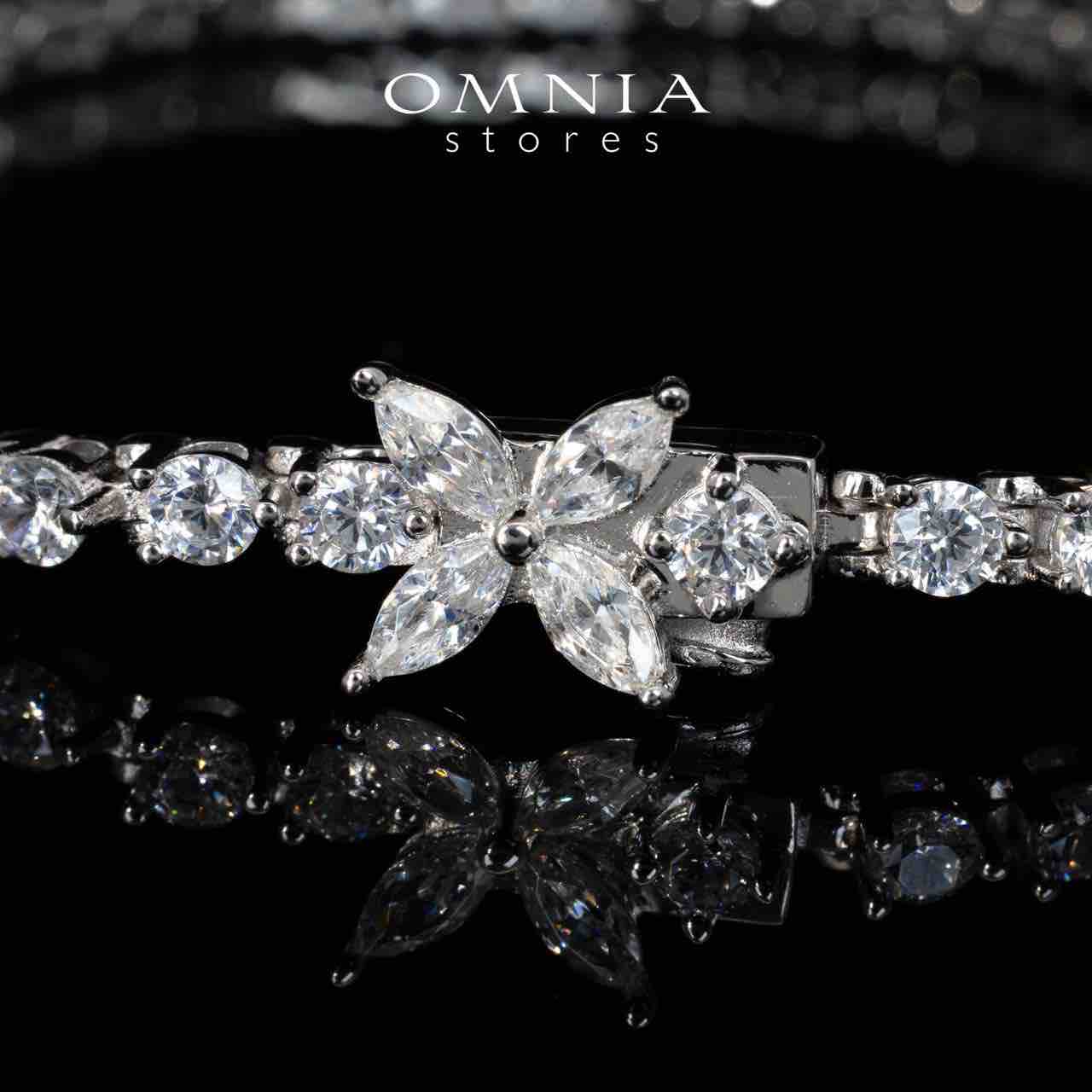 Omnia Iyanna White Floral Bracelet With High Quality Certified Lab Crafted Stones In 925 Silver 5.4ct - Image 3