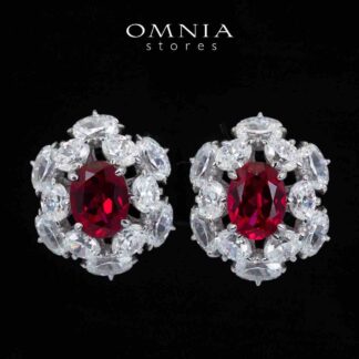 Omnia Liyana White and Red Earrings With High Quality Certified Lab Crafted Stones In 925 Silver 11.51ct