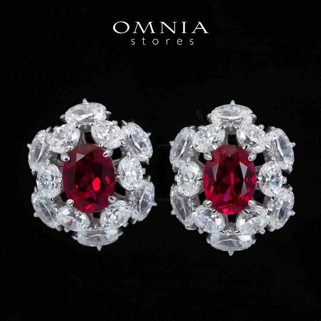 Omnia Liyana White and Red Earrings With High Quality Certified Lab Crafted Stones In 925 Silver 11.51ct