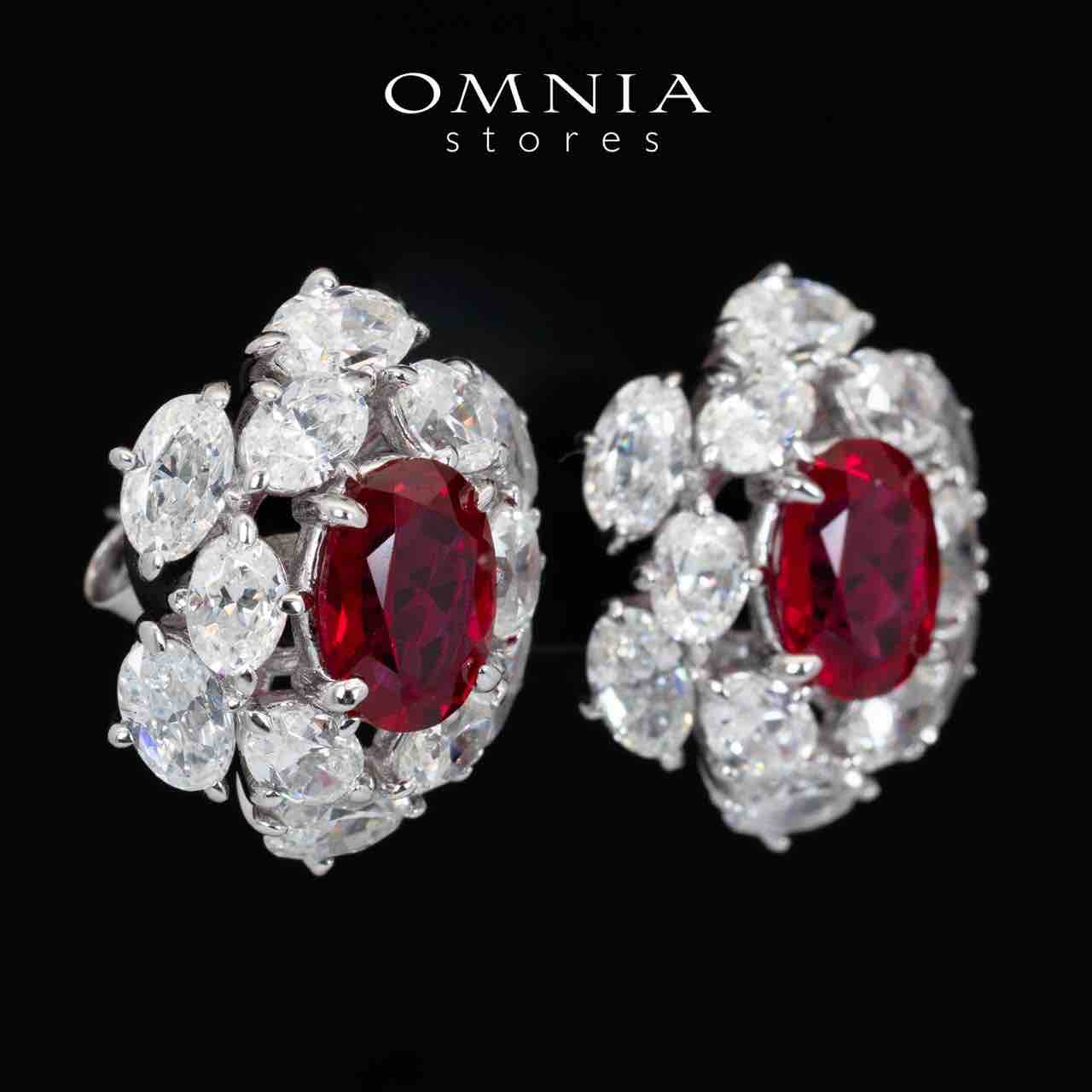 Omnia Liyana White and Red Earrings With High Quality Certified Lab Crafted Stones In 925 Silver 11.51ct - Image 4