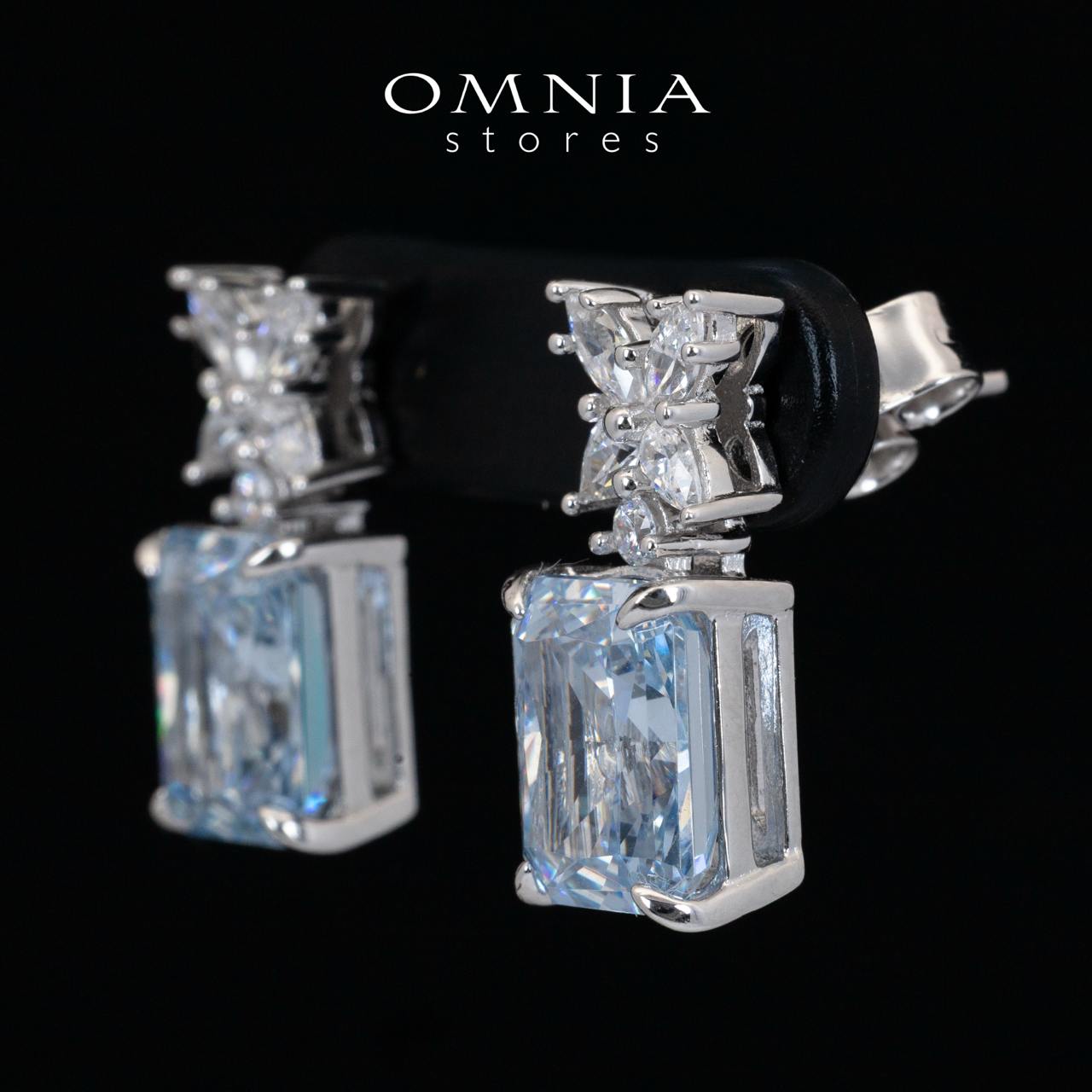 Omnia Elana White and Blue Floral Earrings With High Quality Certified Lab Crafted Stones In 925 Silver 3ct - Image 2