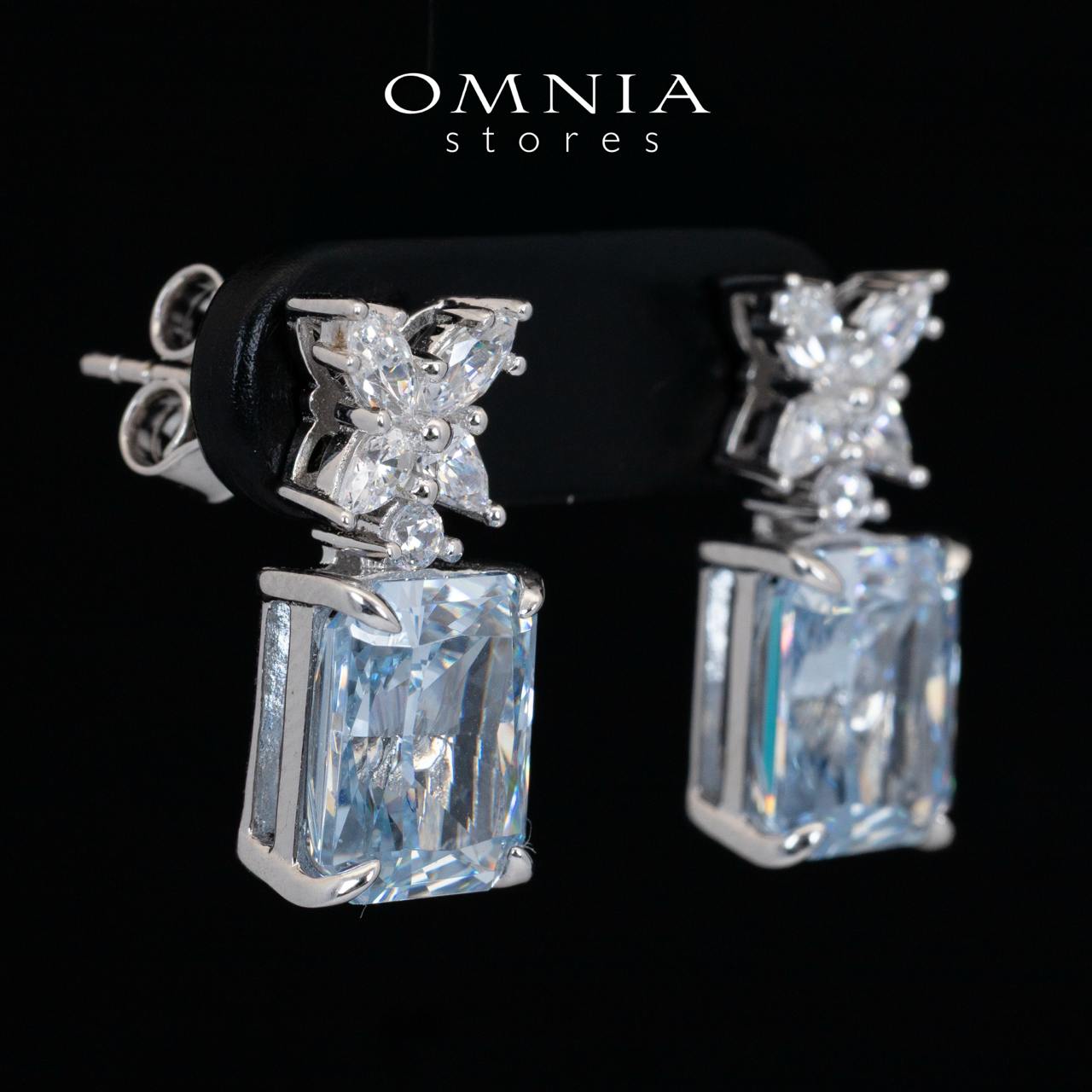 Omnia Elana White and Blue Floral Earrings With High Quality Certified Lab Crafted Stones In 925 Silver 3ct - Image 4