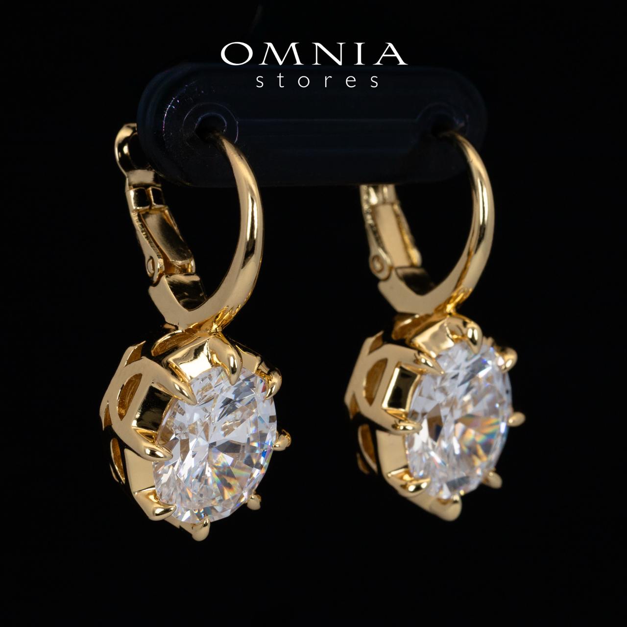 Omnia Aadya White and Gold Drop Earrings With High Quality Certified Lab Crafted Stones In 925 Silver 3ct - Image 2