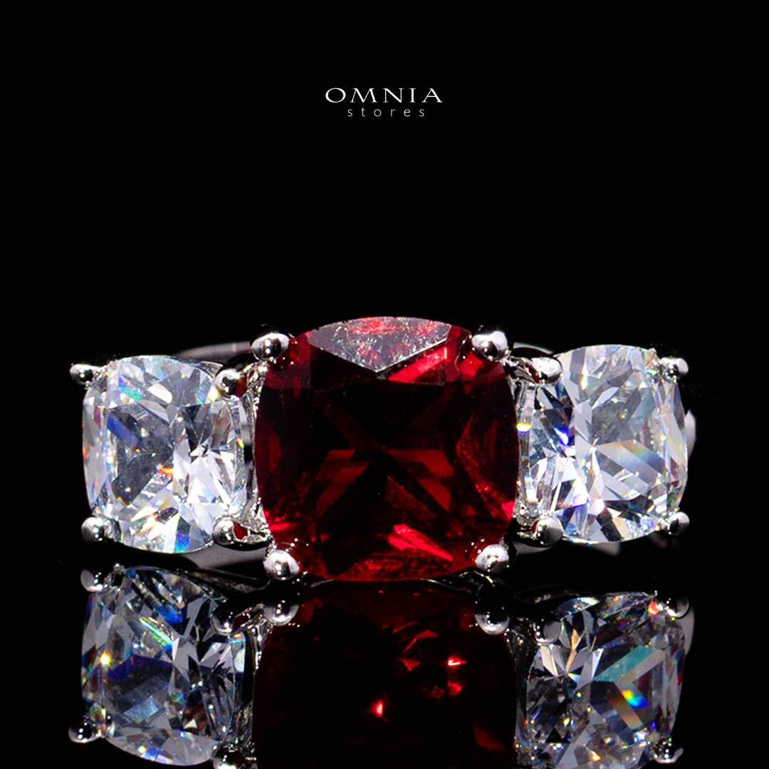 Omnia Alya Red and White Bridal Full Set in High Quality Simulated Diamonds Rhodium Plated - Image 4