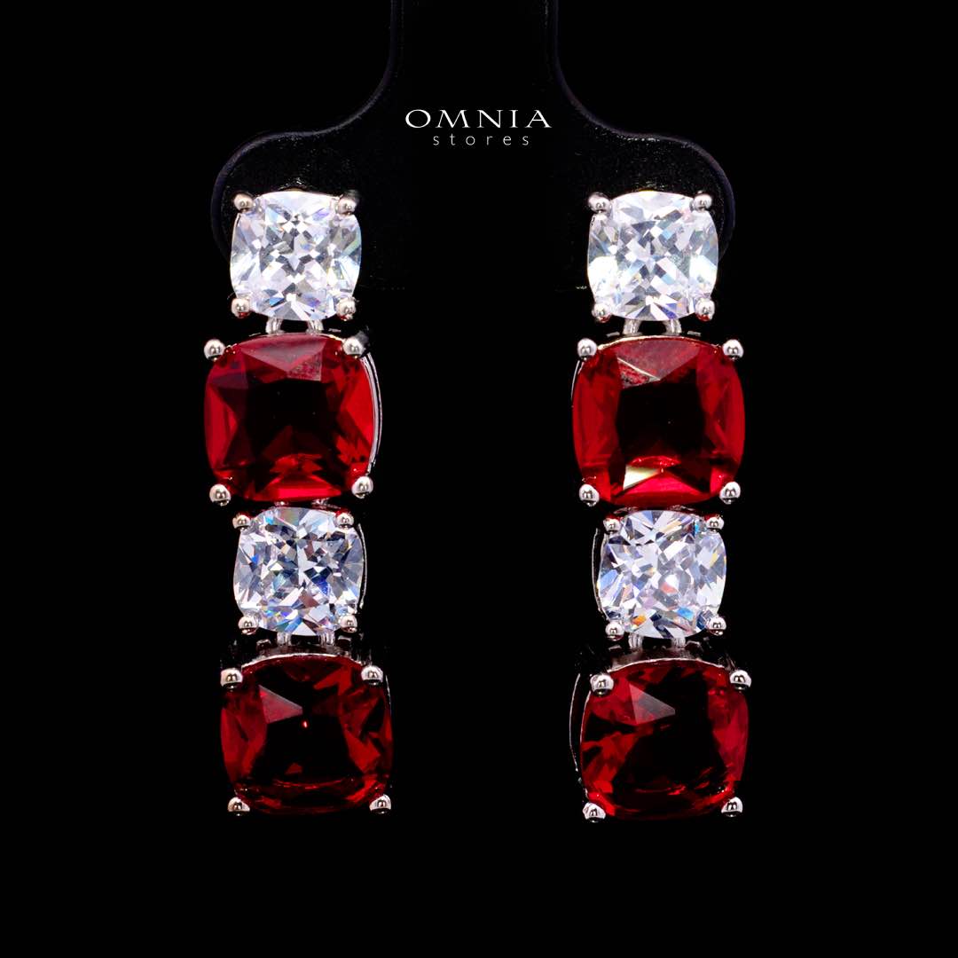 Omnia Alya Red and White Bridal Full Set in High Quality Simulated Diamonds Rhodium Plated - Image 5