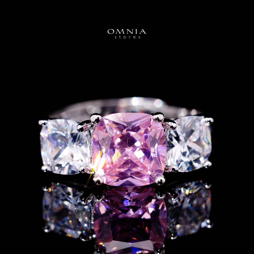 Omnia Alya Pink and White Bridal Full Set in High Quality Simulated Diamonds Rhodium Plated - Image 4