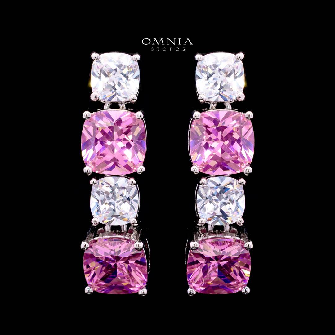 Omnia Alya Pink and White Bridal Full Set in High Quality Simulated Diamonds Rhodium Plated - Image 5