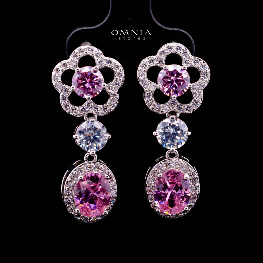 Omnia Esra Pink Luxury Bridal Full Set in High Quality Simulated Diamond Rhodium Plated - Image 5