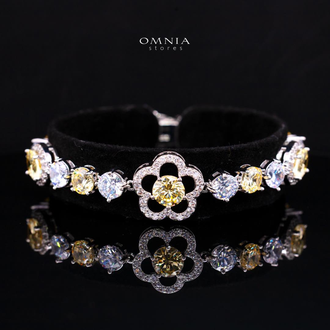 Omnia Esra Yellow Luxury Bridal Full Set in High Quality Simulated Diamond Rhodium Plated - Image 5
