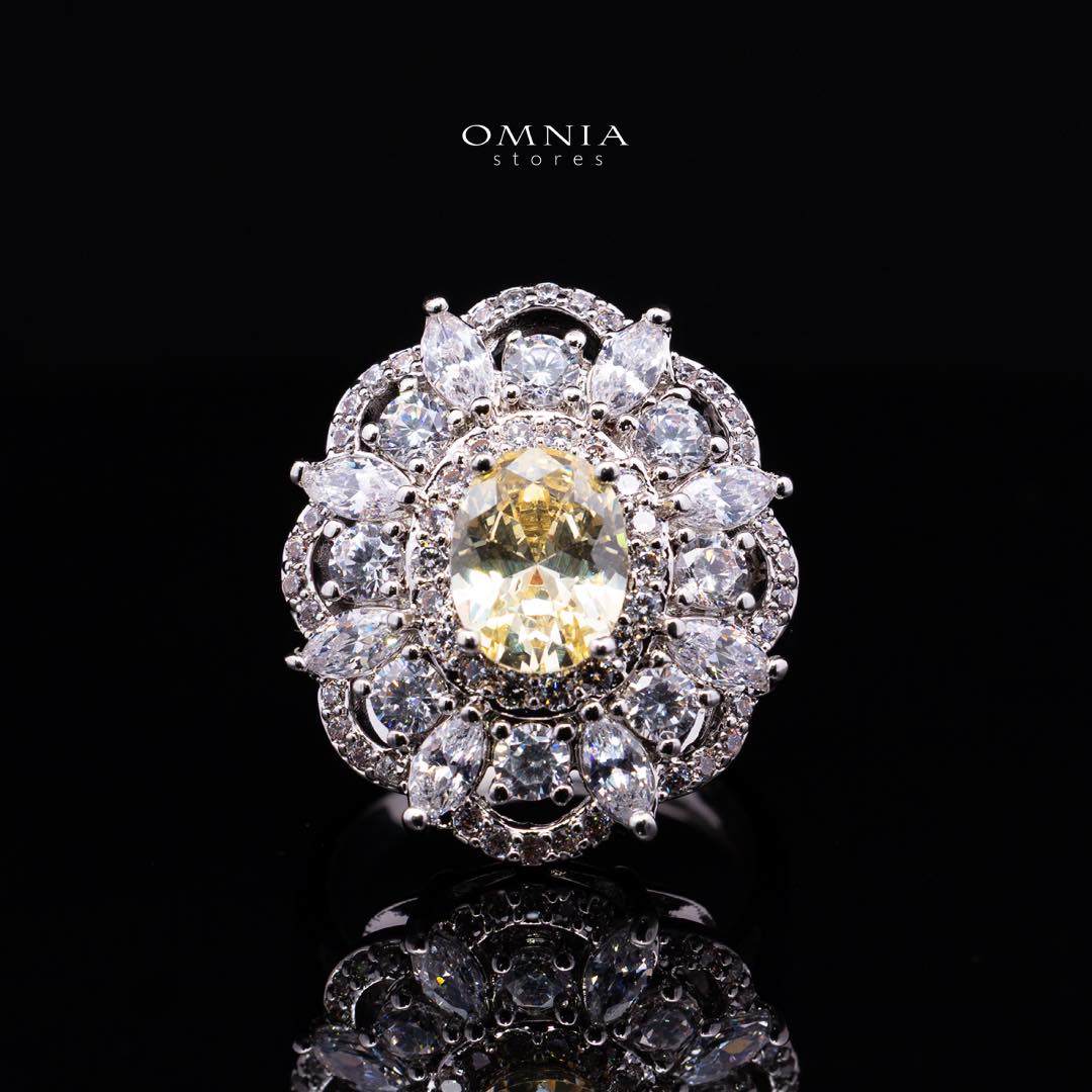 Omnia Esra Yellow Luxury Bridal Full Set in High Quality Simulated Diamond Rhodium Plated - Image 6