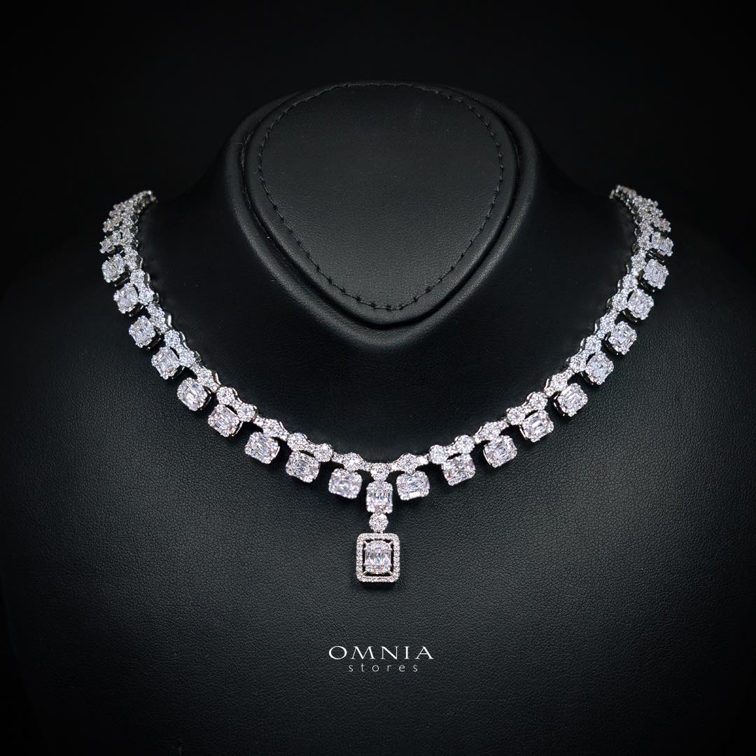 Omnia Selina White Luxury Bridal Full Set in High Quality Rhodium Plated Zircon Stones - Image 2
