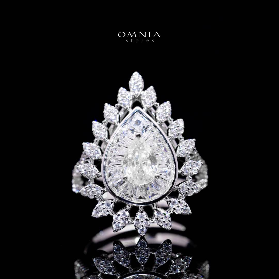 Omnia Keyla White Luxury Bridal Long Chain Full Set in High Quality Zircon Stone Rhodium Plated - Image 3
