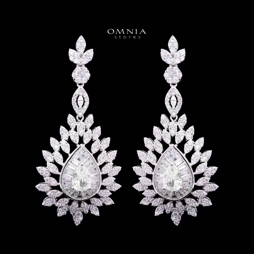 Omnia Keyla White Luxury Bridal Long Chain Full Set in High Quality Zircon Stone Rhodium Plated - Image 4