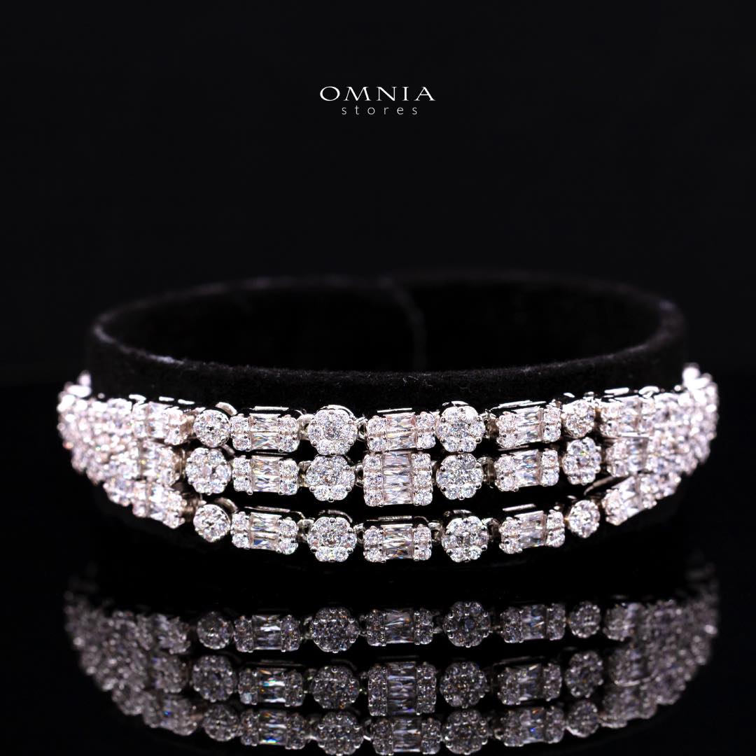 Omnia Abby White Layered Luxury Bridal Full Set in High Quality Rhodium Plated Zircon Stones - Image 6