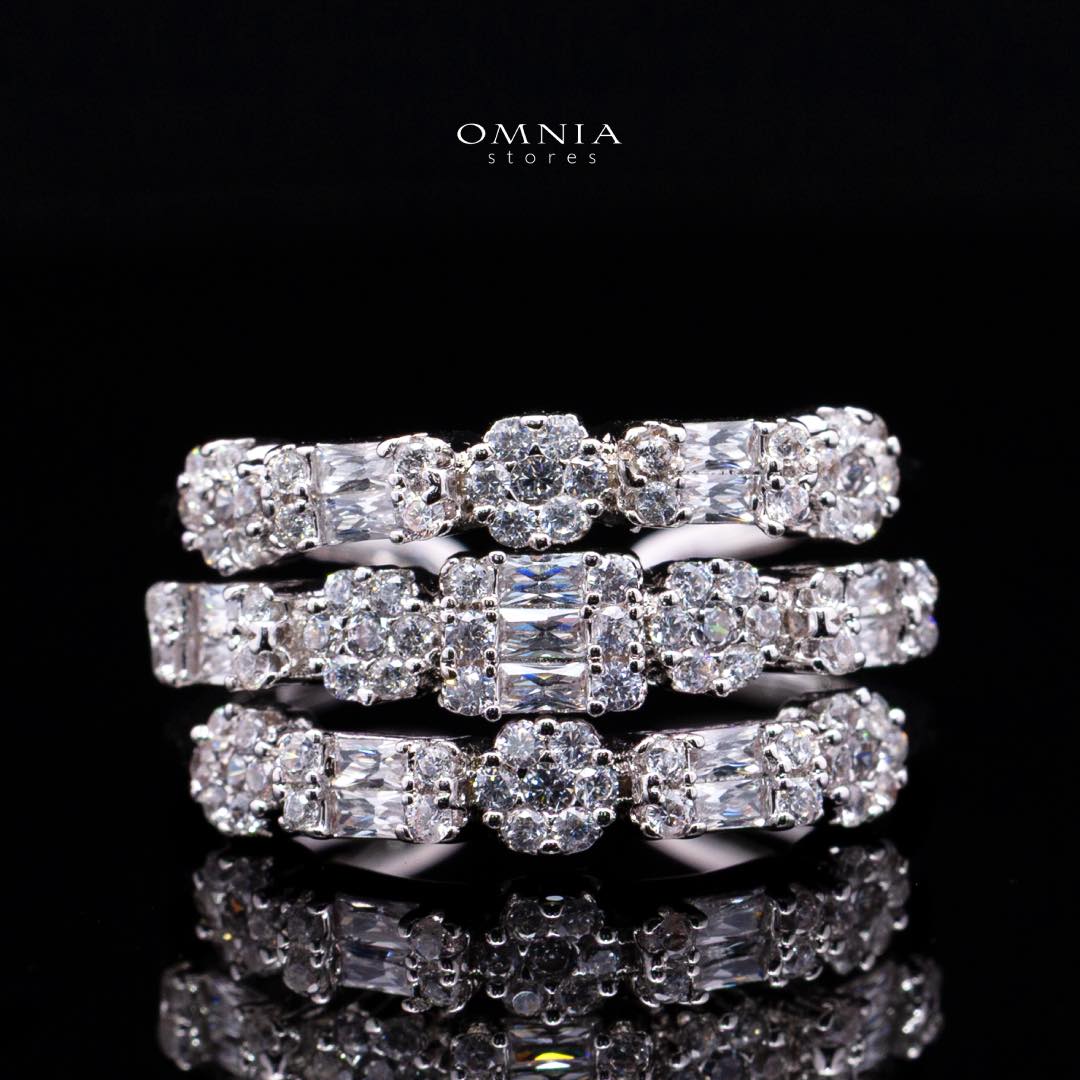 Omnia Abby White Layered Luxury Bridal Full Set in High Quality Rhodium Plated Zircon Stones - Image 5