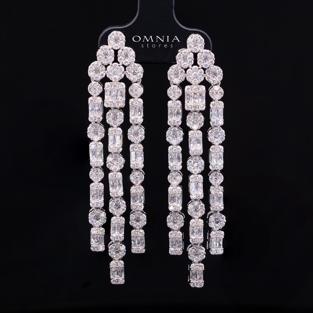 Omnia Abby White Layered Luxury Bridal Full Set in High Quality Rhodium Plated Zircon Stones - Image 4