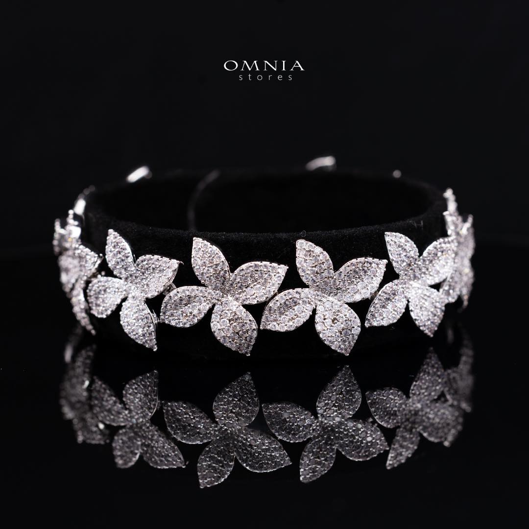 Omnia Laura White Luxury Bridal Full Set in High Quality Rhodium Plated Zircon Stones - Image 4