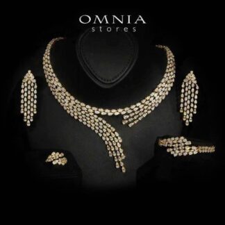 Omnia Beretta Luxury Gold Bridal Full Set in High Quality Zircon Stone Rhodium Plated