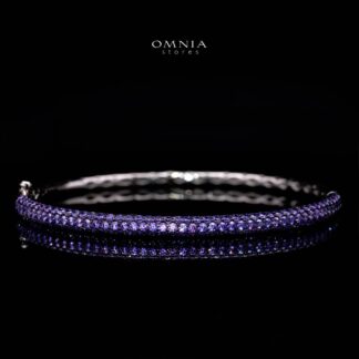 Omnia Zenah Purple Bangle With High Quality Simulated Diamonds in 925 Silver