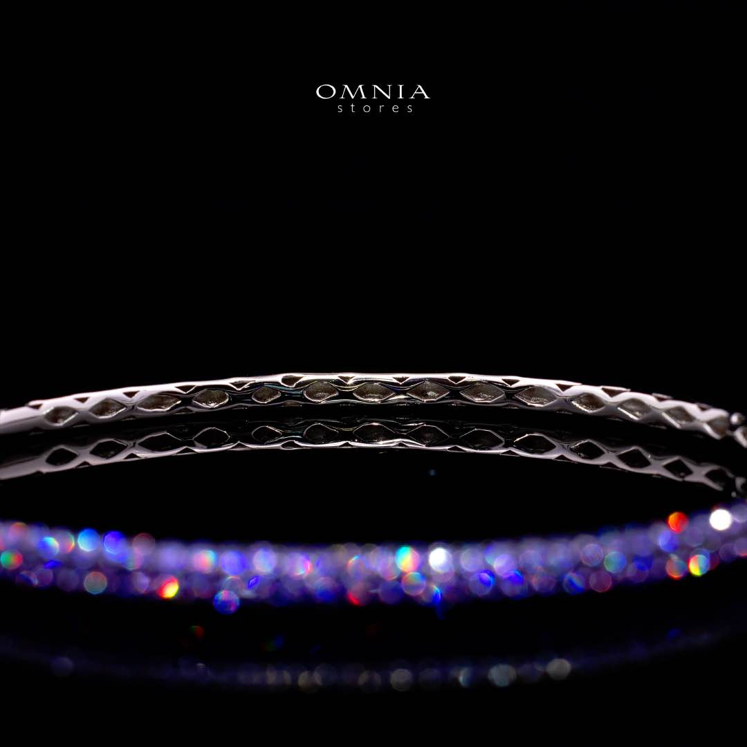Omnia Zenah Purple Bangle With High Quality Simulated Diamonds in 925 Silver - Image 2