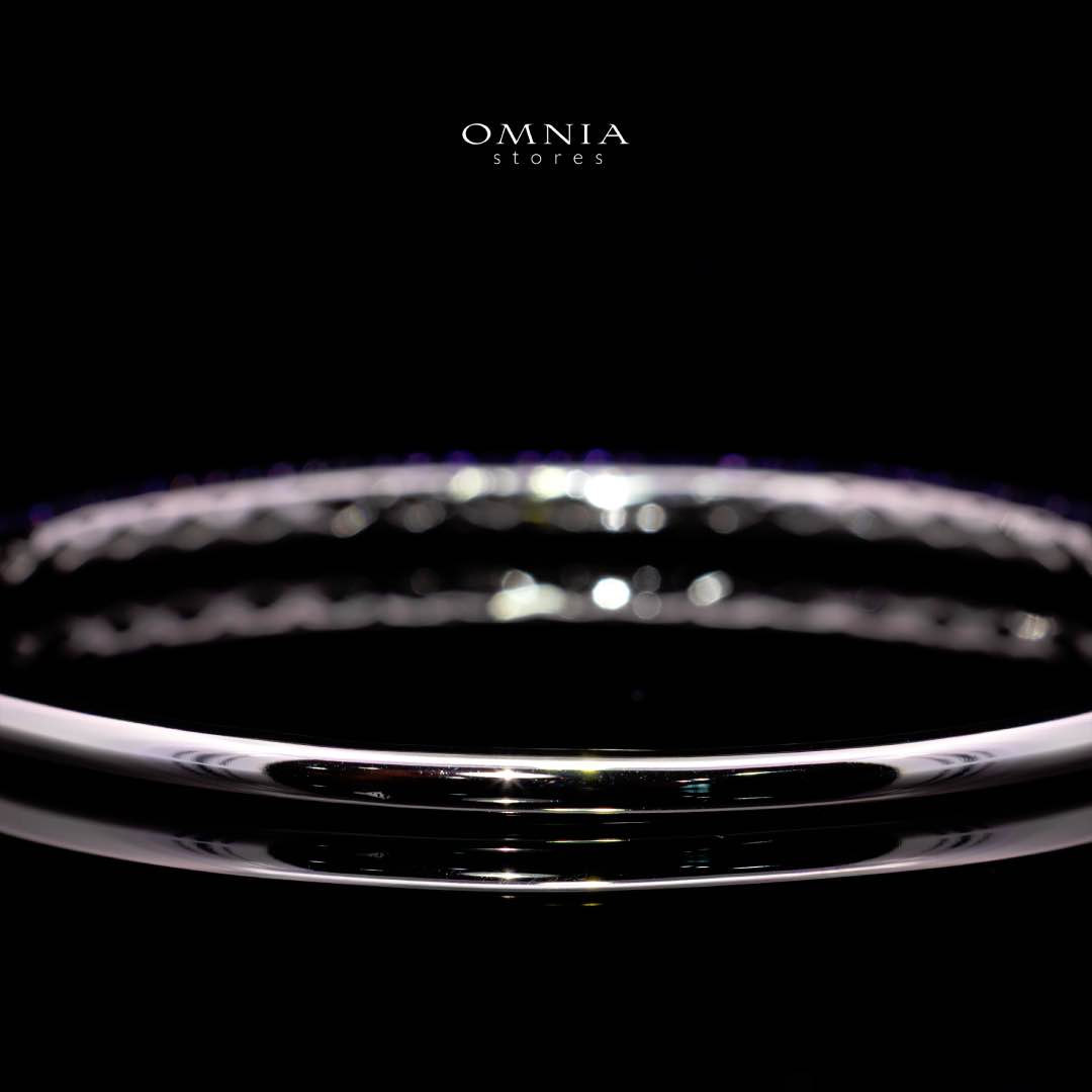Omnia Zenah Purple Bangle With High Quality Simulated Diamonds in 925 Silver - Image 3