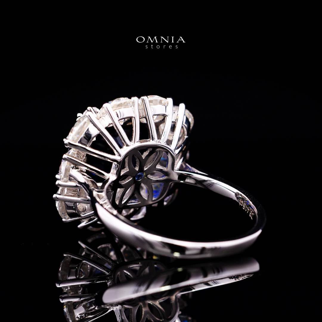 Omnia Hinza Blue Cushion Cut Ring With High Quality Certified Lab Crafted Stones In 925 Silver - Image 4