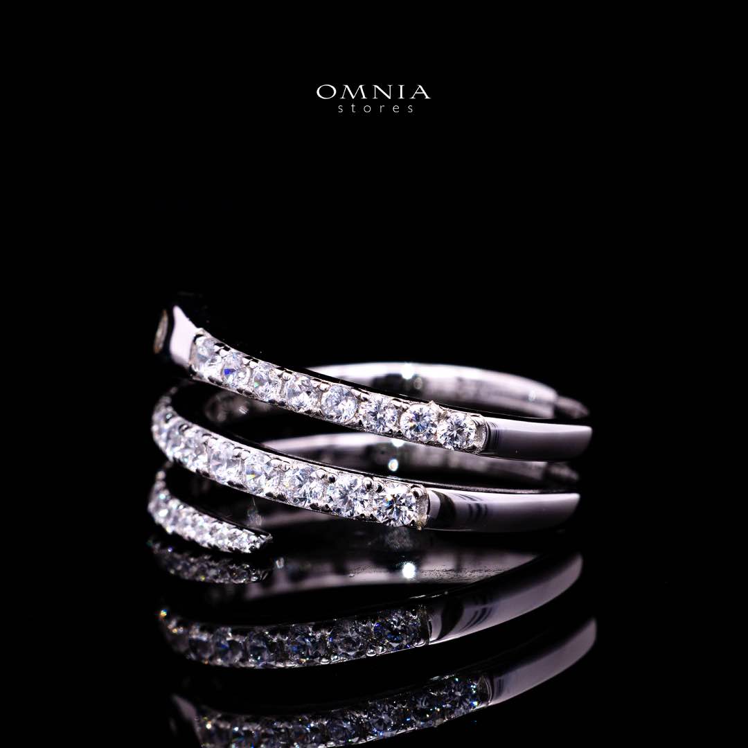 Omnia Sidra White Ring With High Quality Simulated Diamonds In 925 Silver - Image 2