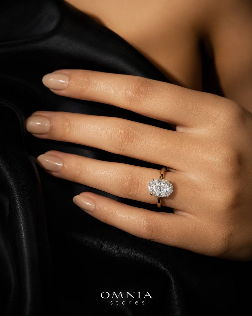 Omnia Elin Gold Oval Cut Ring With High Quality Lab Crafted Stones In 925 Silver 7.8ct - Image 4
