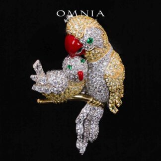 Omnia Taliah Multicolor Bird Brooch With High Quality Simulated Diamonds In 925 Silver