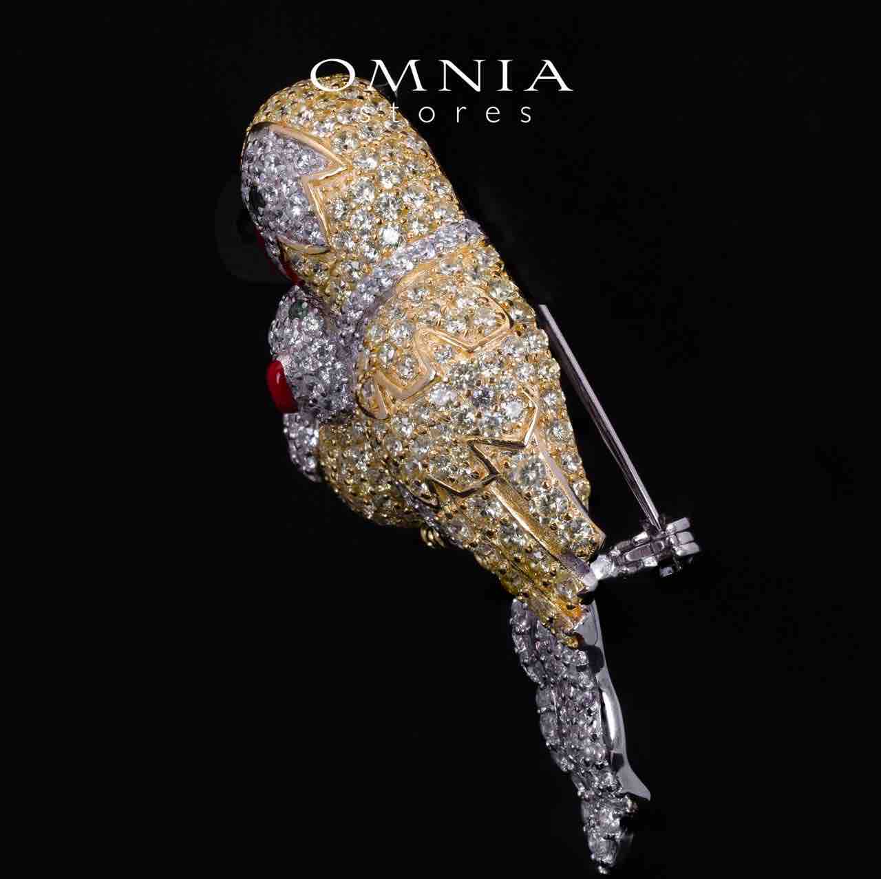 Omnia Taliah Multicolor Bird Brooch With High Quality Simulated Diamonds In 925 Silver - Image 2