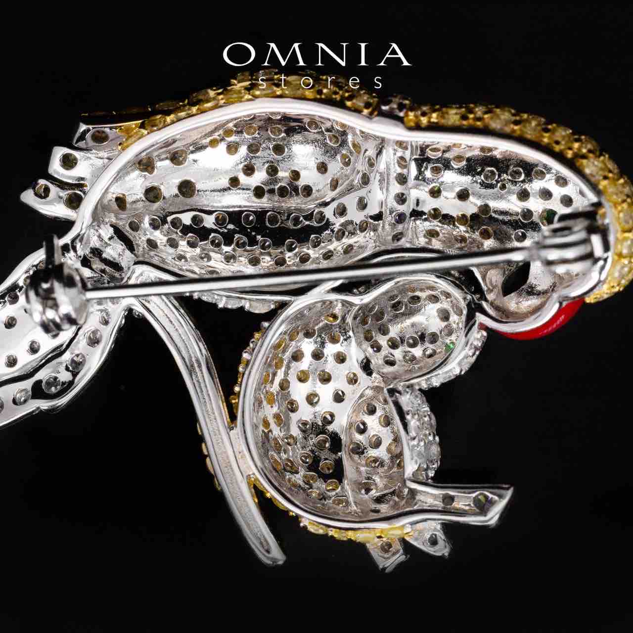Omnia Taliah Multicolor Bird Brooch With High Quality Simulated Diamonds In 925 Silver - Image 4