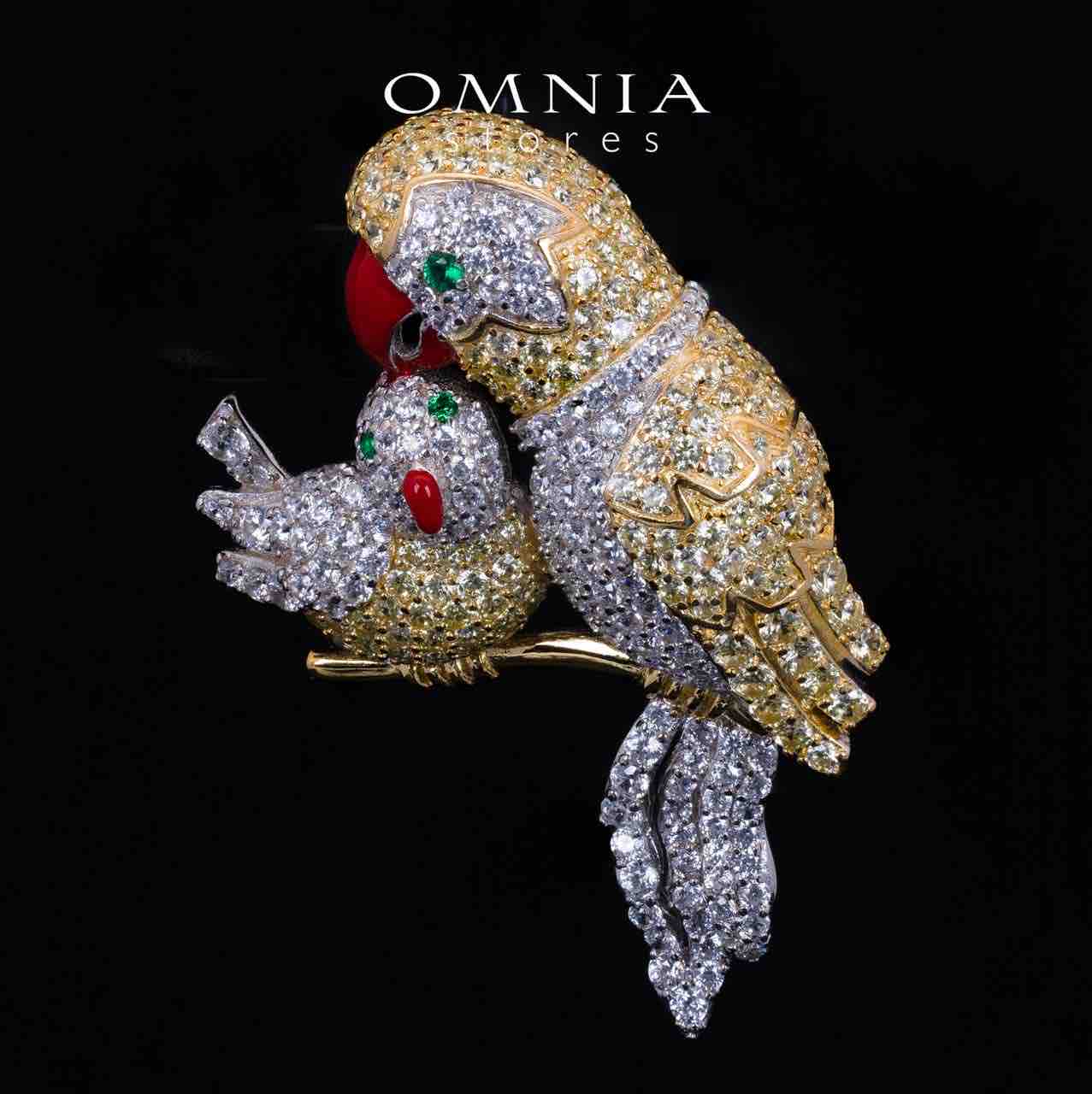 Omnia Taliah Multicolor Bird Brooch With High Quality Simulated Diamonds In 925 Silver - Image 3