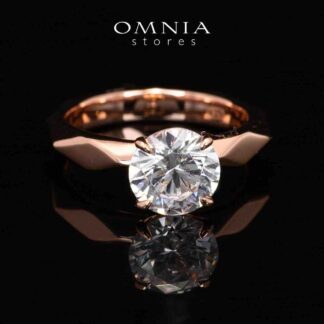 Omnia Luci Rose Gold Ring With High Quality Certified Lab Crafted Stones In 925 Silver 2ct