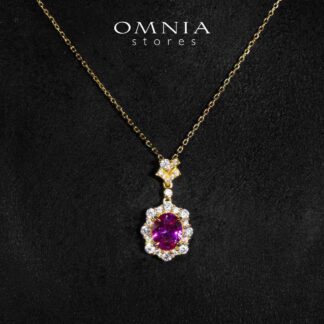 Omnia Maura Gold Pendant Necklace With High Quality Certified Lab Crafted Stones In 925 Silver