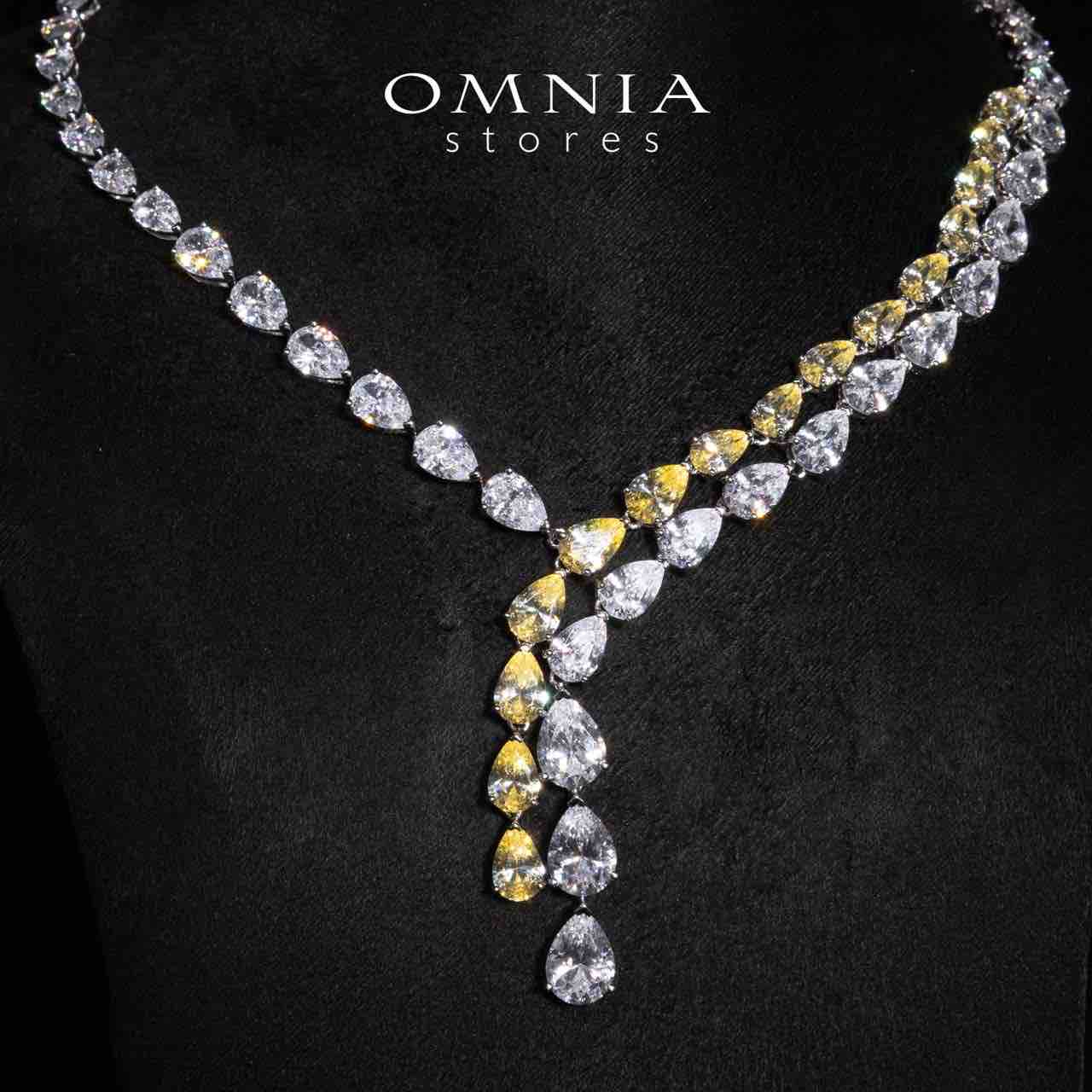 Omnia Sury White and Yellow Necklace With High Quality Simulated Diamond Stones In 925 Silver - Image 2