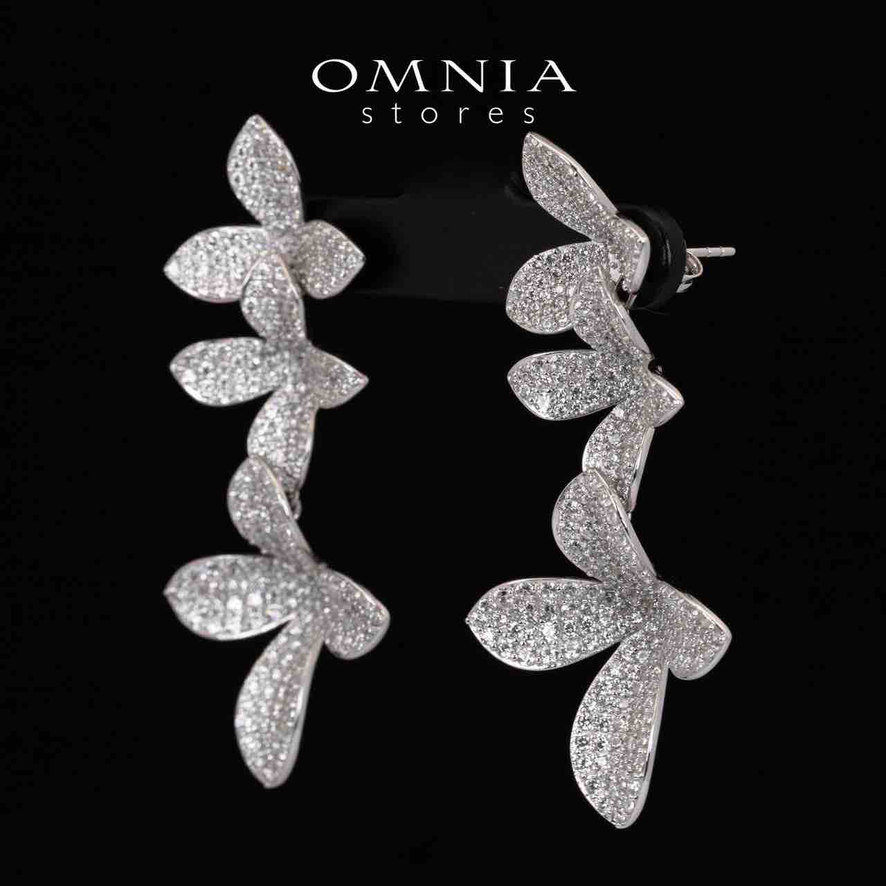 Omnia Dayana Leaf Drop Earrings With High Quality Simulated Diamonds in 925 Silver - Image 2