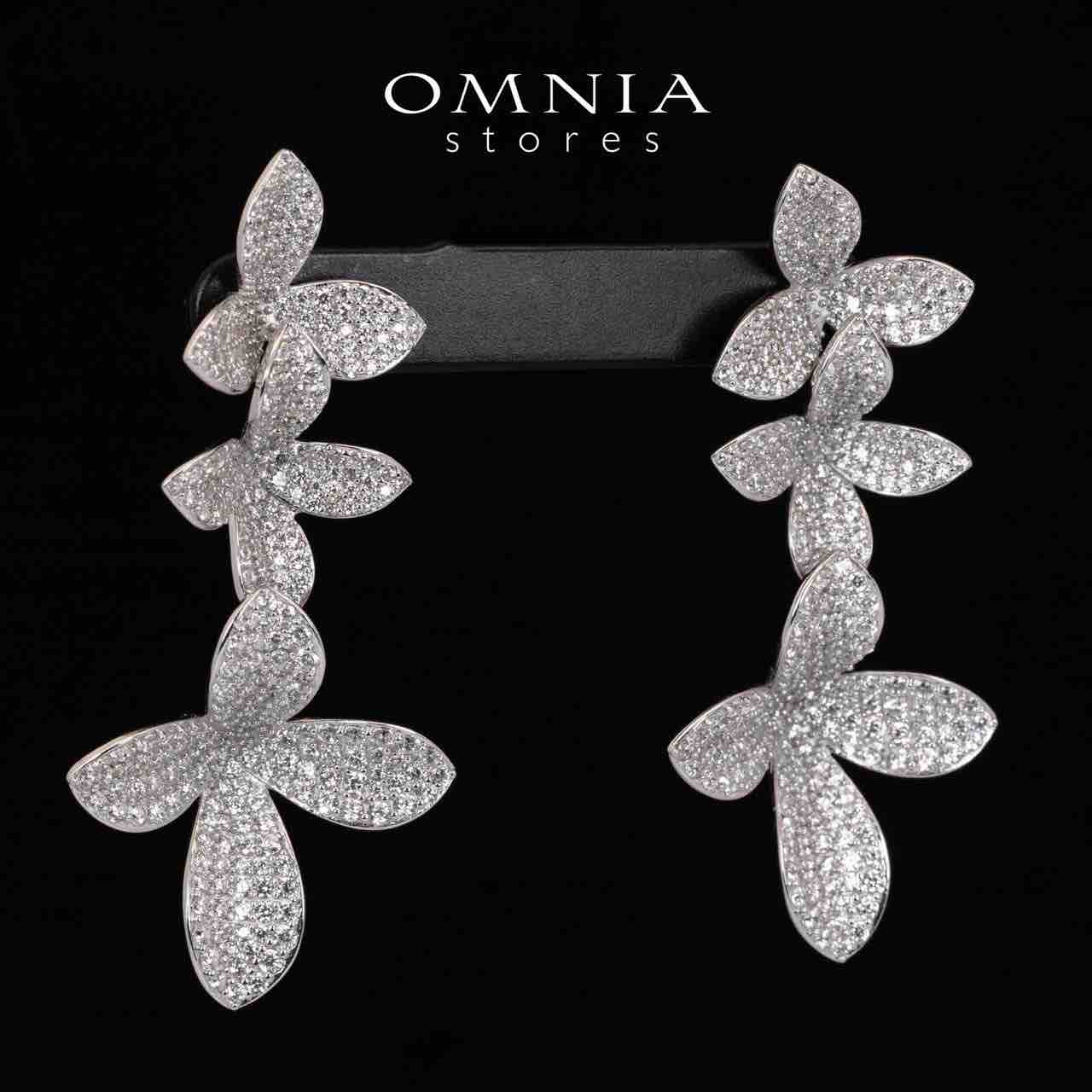 Omnia Dayana Leaf Drop Earrings With High Quality Simulated Diamonds in 925 Silver - Image 5