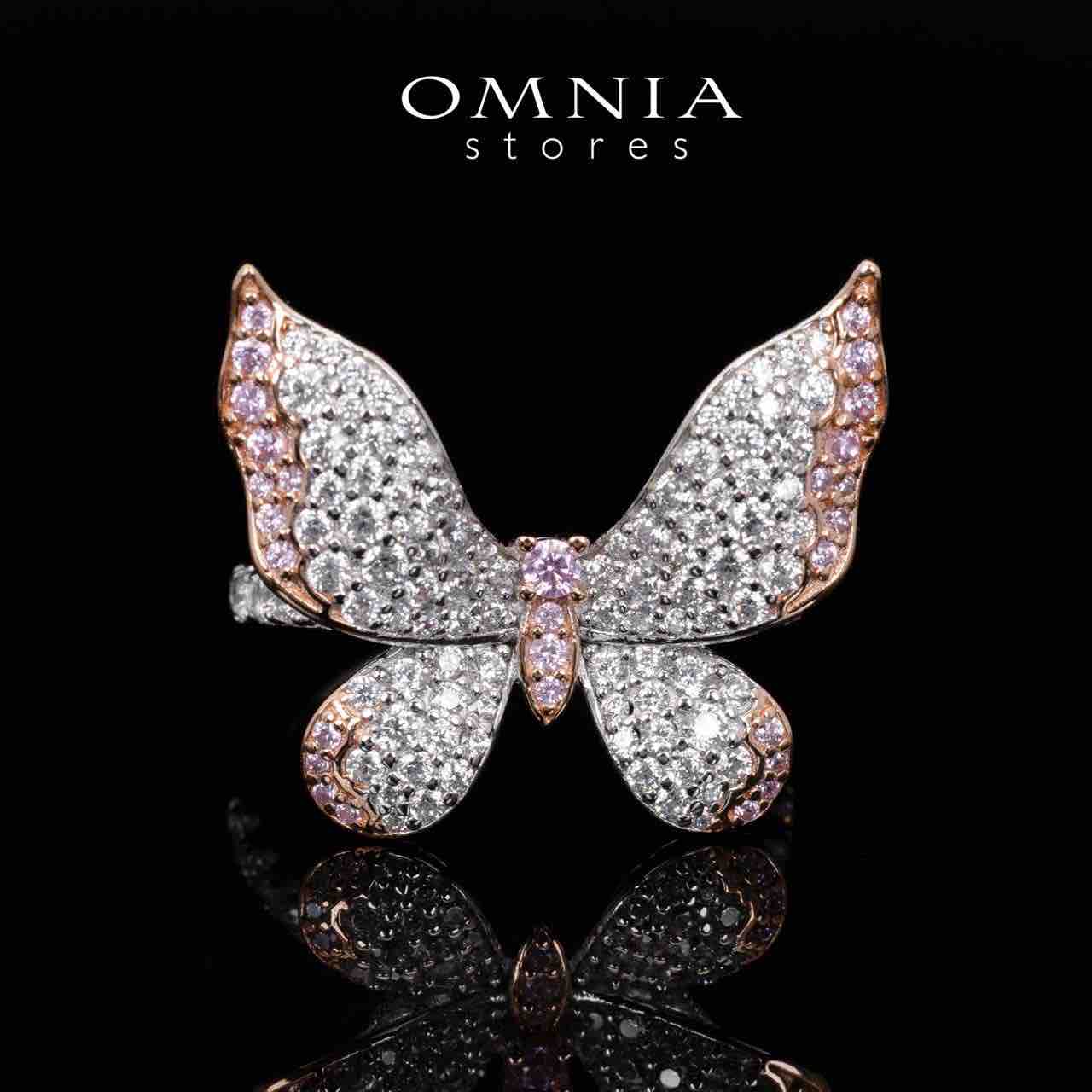 Omnia Brisa Butterfly Rose Gold Ring With High Quality Simulated Diamonds in 925 Silver